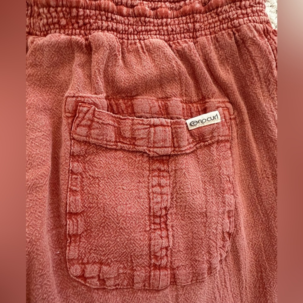 Rip Curl Rust Textured Shorts with Cream Drawstring - Picture 5 of 5